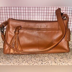 Tan Shoulder Bag with Sleek Leather Finish 100% Cowhide Leather NWOT
